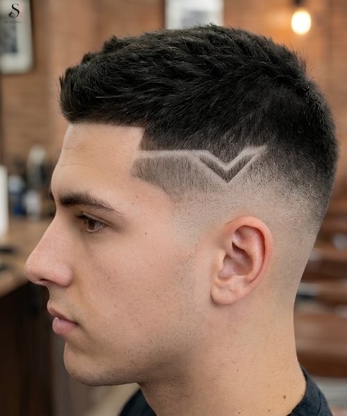 High Taper Fade Chevron Design