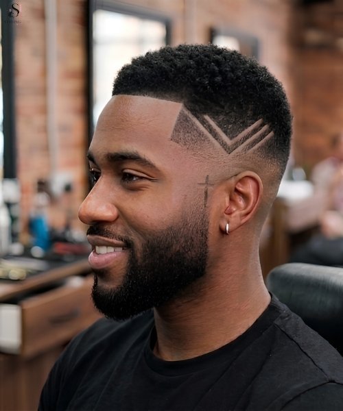 High Taper Fade Double V Design