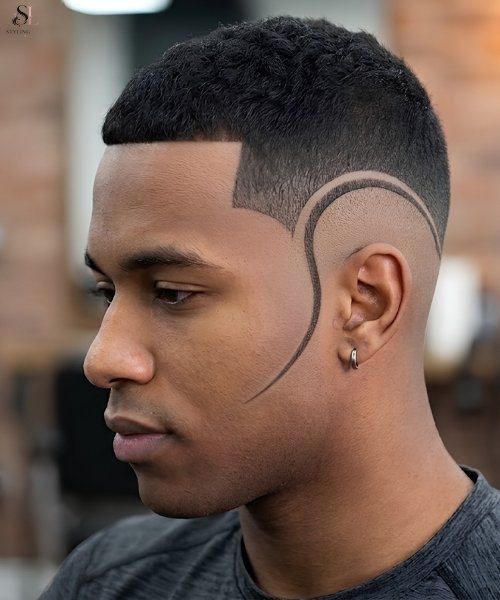High Taper Fade Flowing S-Curve
