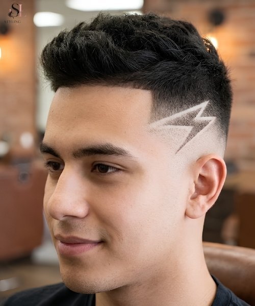 High Taper Fade Lightning Bolt