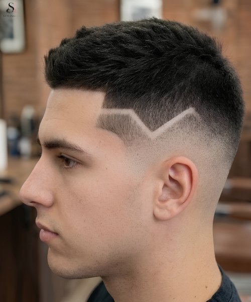 High Taper Fade Side V-Line
