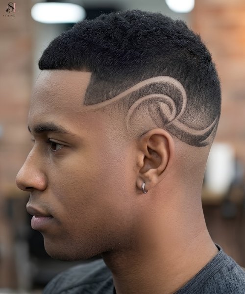 High Taper Fade Swooping Curve