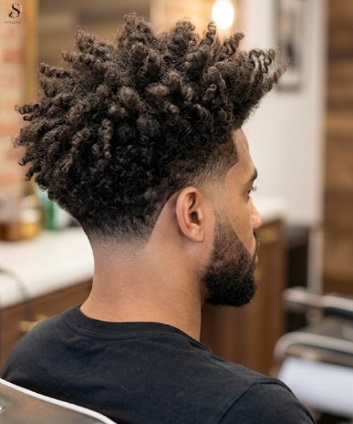 Low Taper Fade with Long Natural Texture