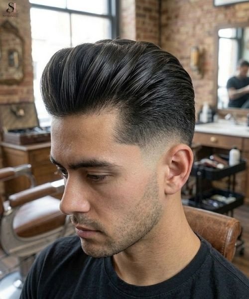 _Low Taper Fade with Long Pompadour