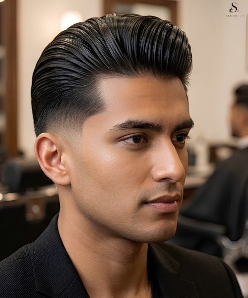 _Low Taper Fade with Long Straight Hair