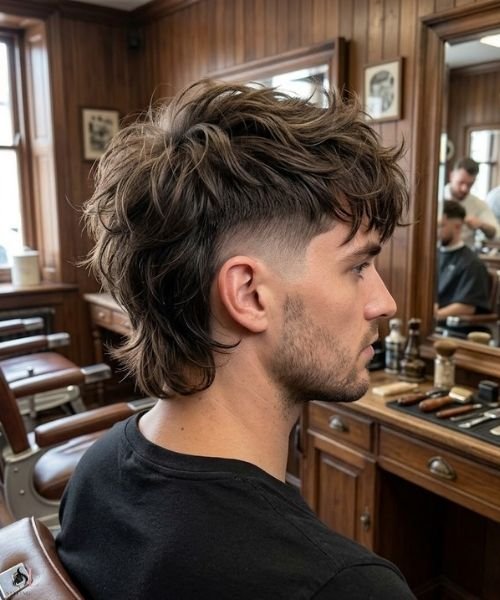 Low Taper Fade with Long Wolf Cut