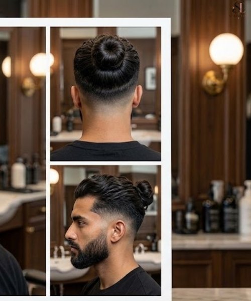 Low Taper Fade with Man Bun