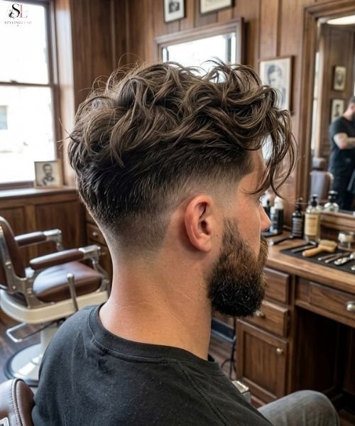 Low Taper Fade with Messy Long Hair