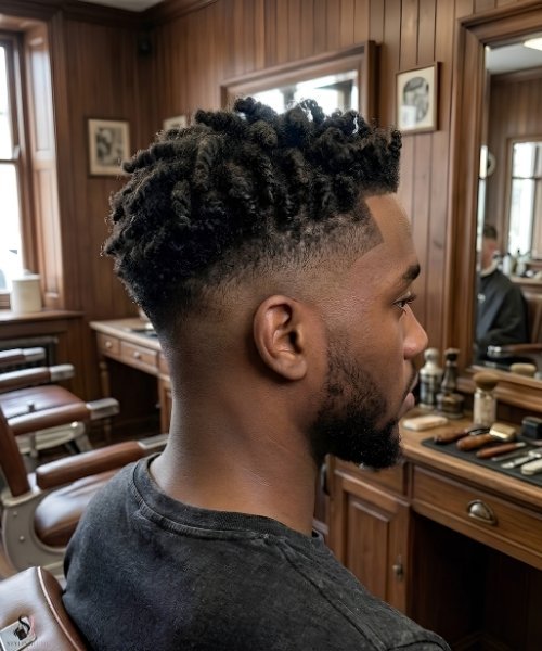 _Low Taper Fade with Twist Out Top