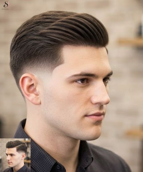 Mid-Taper Fade with Comb-Over
