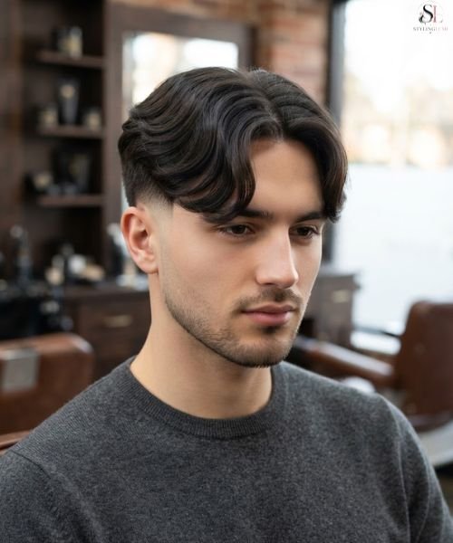 Mid Taper Fade with Curtain Hair