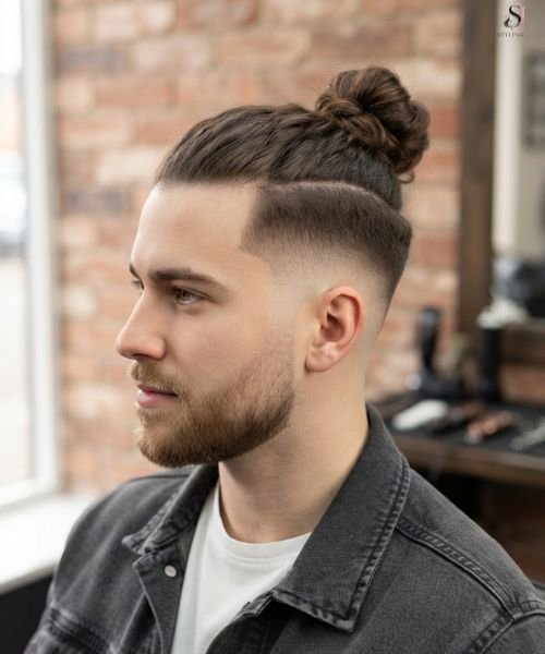 _Mid Taper Fade with Man Bun