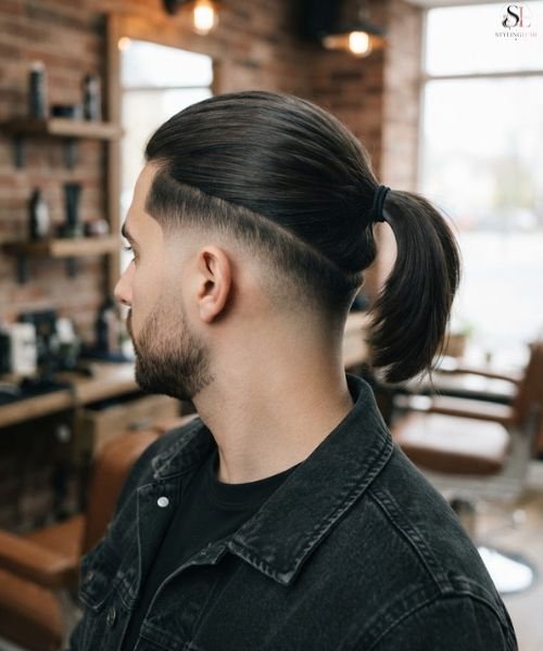 Mid Taper Fade with Ponytail