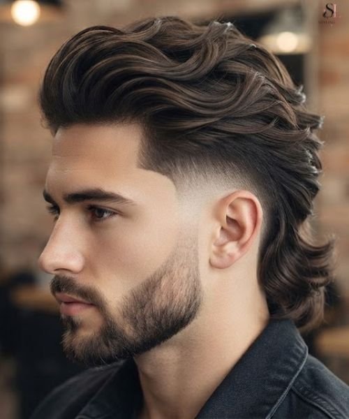 Mid Taper with Burst Fade (Long Hair)