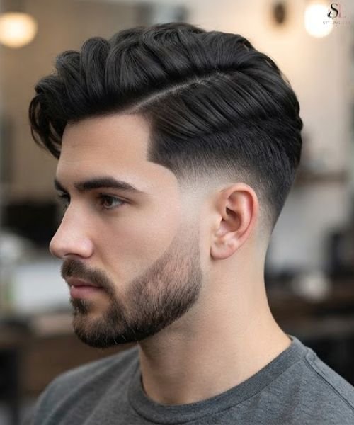 Mid Taper with Drop Fade (Long Top)