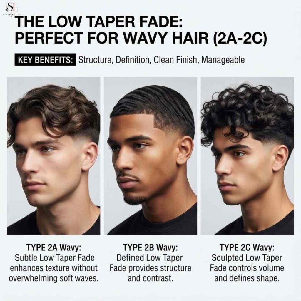 Why a Low Taper Fade Works So Well for Wavy Hair (Types 2A, 2B, and 2C)