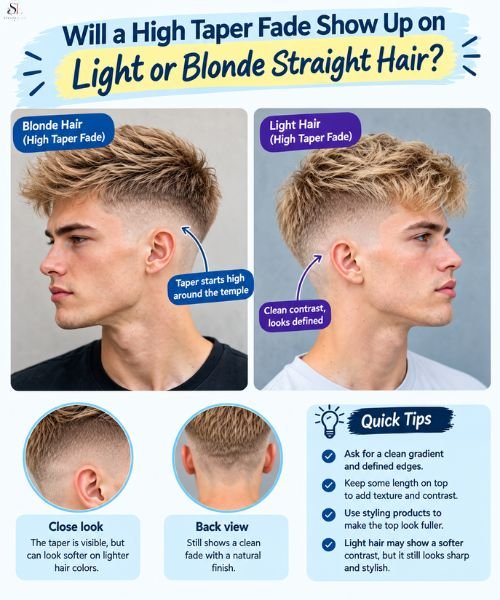 Will a High Taper Fade Show Up on Light or Blonde Straight Hair
