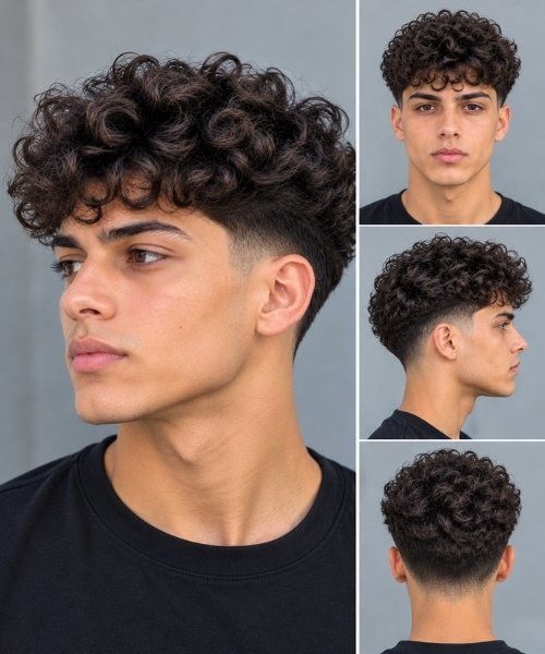 Blowout Low Taper Fade with Defined Curl Texture