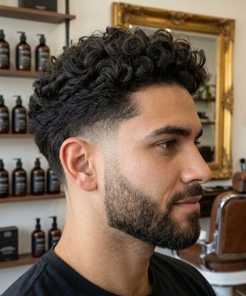 _Blowout Mid-Taper Fade Curly Hair