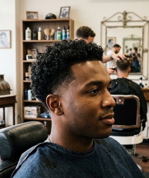 Classic Low Taper Fade with Natural Curls