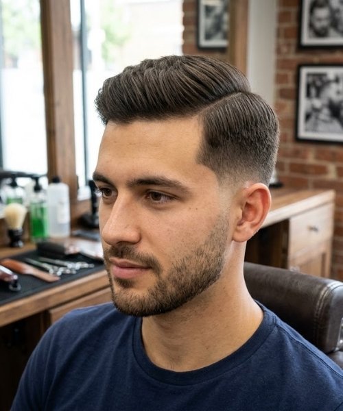 Classic Mid-Taper Fade Straight Hair