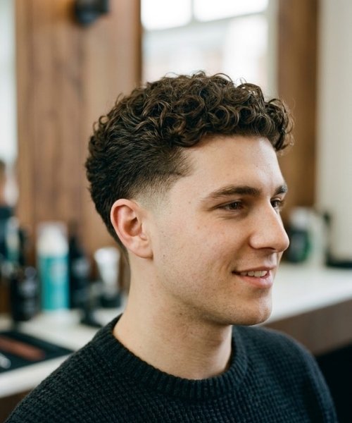 Classic Mid Taper Fade with Natural Curls