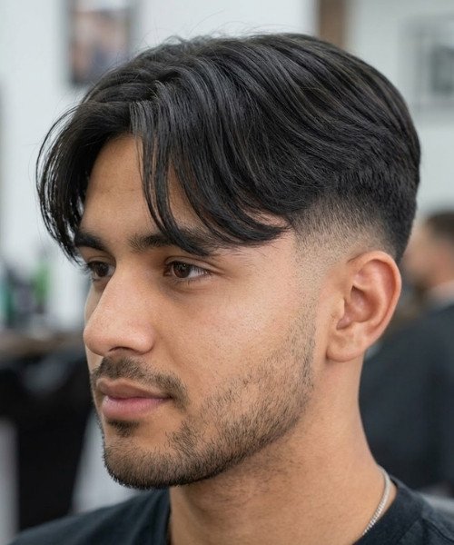 Curtain Bangs Mid Taper Fade Straight Hair