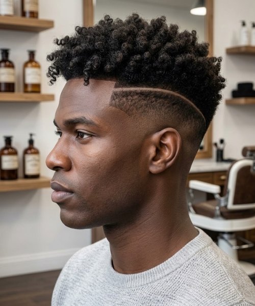 Disconnected Mid Taper with Curly Top