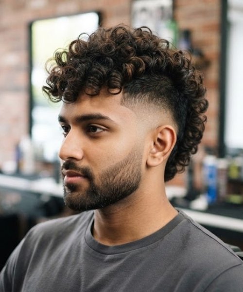 _High Taper Fade with Curly Mohawk