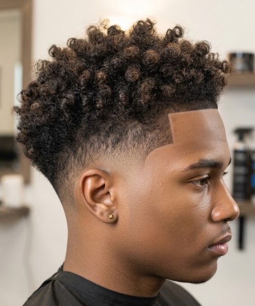 High Taper Fade with Short Defined Curls