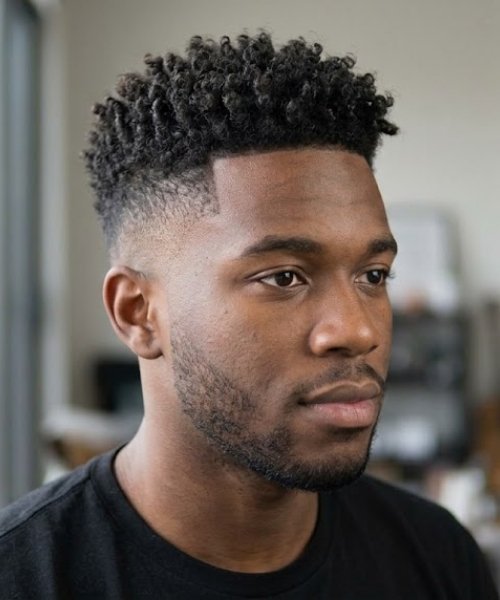 High Taper Fade with Sponge Curls