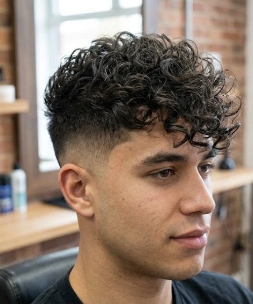 _High Taper Fade with Textured Curly Top