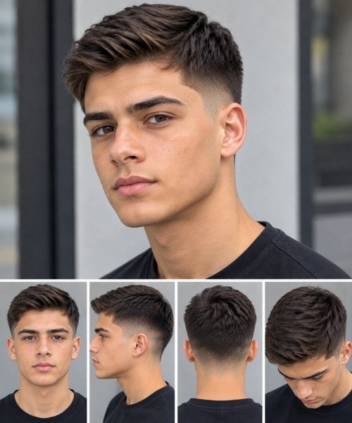 Ivy League Mid Taper Fade Straight Hair