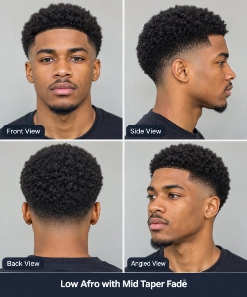 Low Afro with Mid Taper Fade
