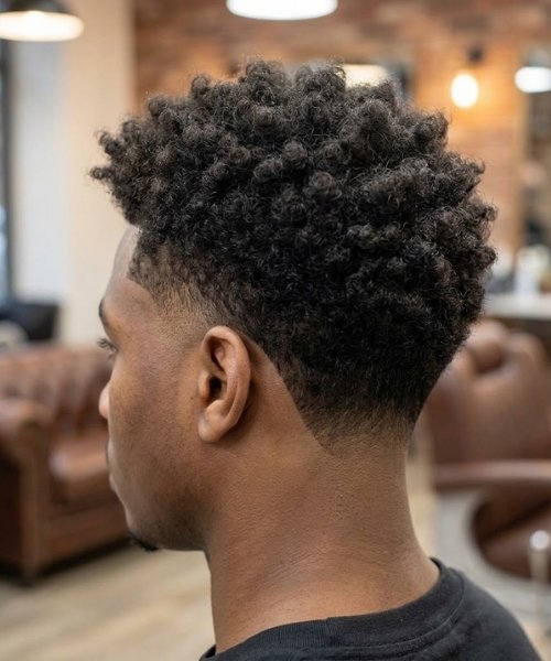Low Drop Taper Fade with Curly Hair