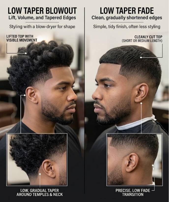 Low Taper Blowout vs. Low Taper Fade