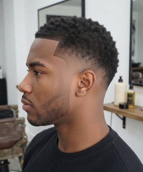 Low Taper Fade Black Male Short Hair