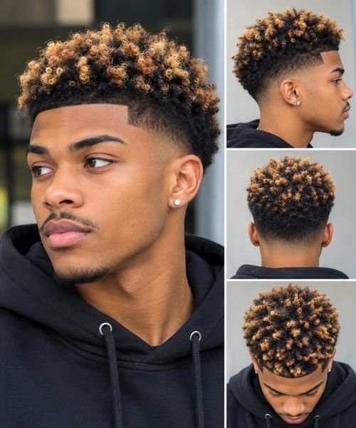 Low Taper Fade with Colored Tips