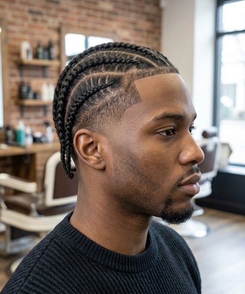 _Low Taper Fade with Cornrows