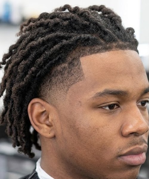 Low Taper Fade with Curly Locs