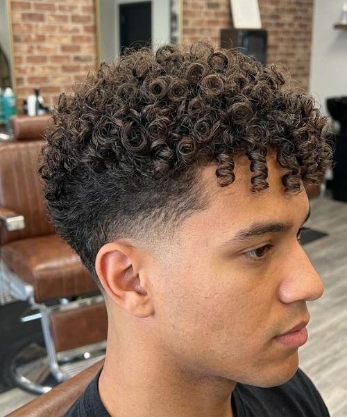 Low Taper Fade with Defined Ringlets
