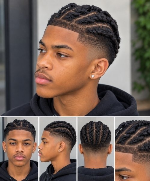 Low Taper Fade with Flat Twist