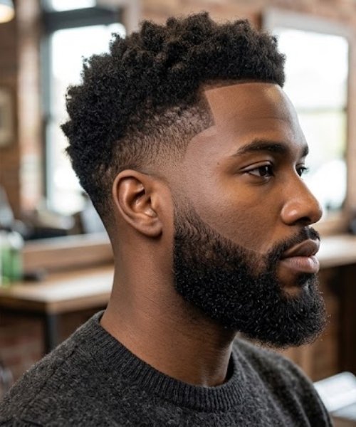 Low Taper Fade with Full Beard