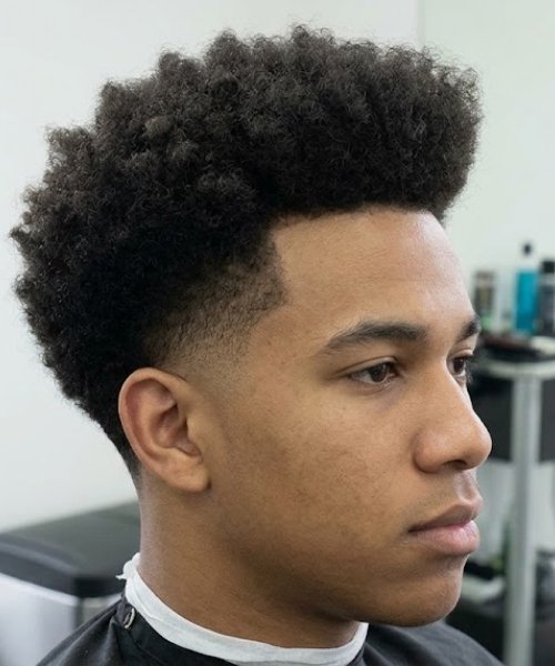 _Low Taper Fade with High-Top Afro Curls