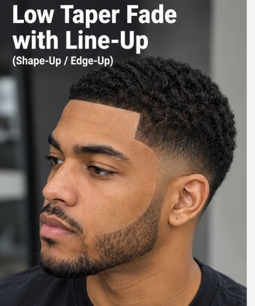 Low Taper Fade with Line-Up (Shape-Up Edge-Up)