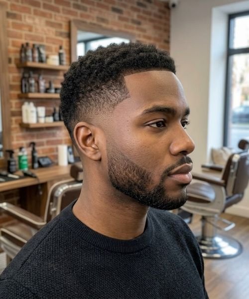 Low Taper Fade with Short Trimmed Beard