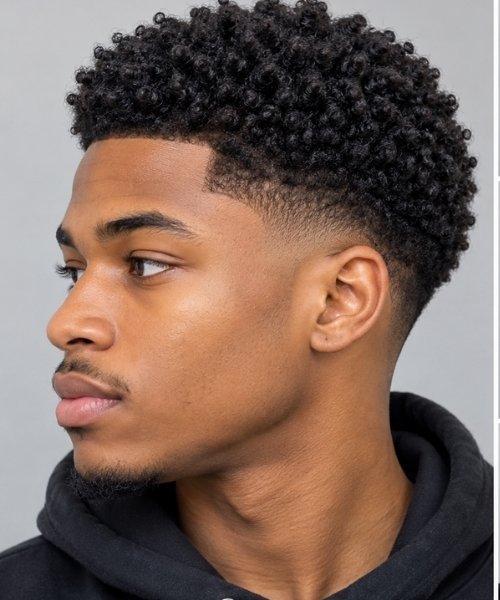 Low Taper Fade with Tight Coils