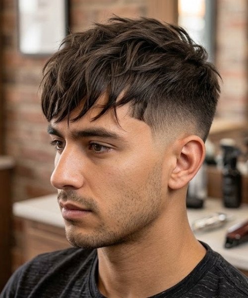 _Messy Fringe Mid-Taper Fade Straight Hair