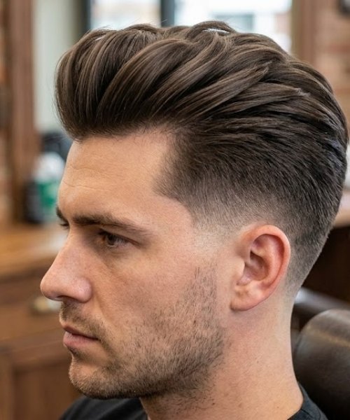 Mid-Blowout Taper Fade Straight Hair