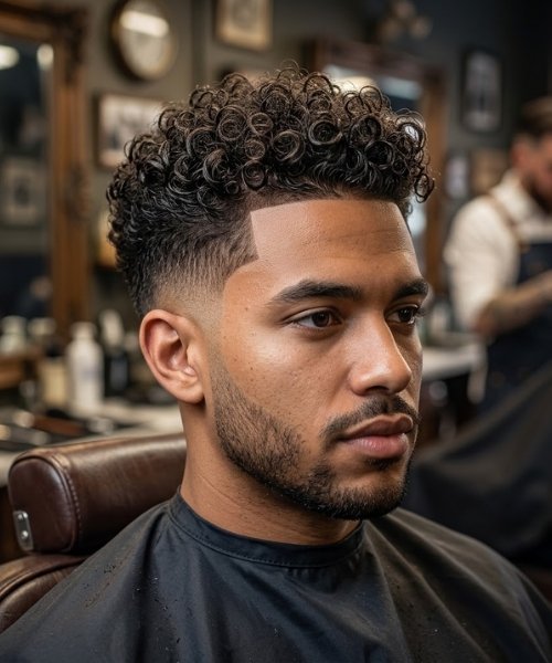 Mid Taper Fade Curly Hair